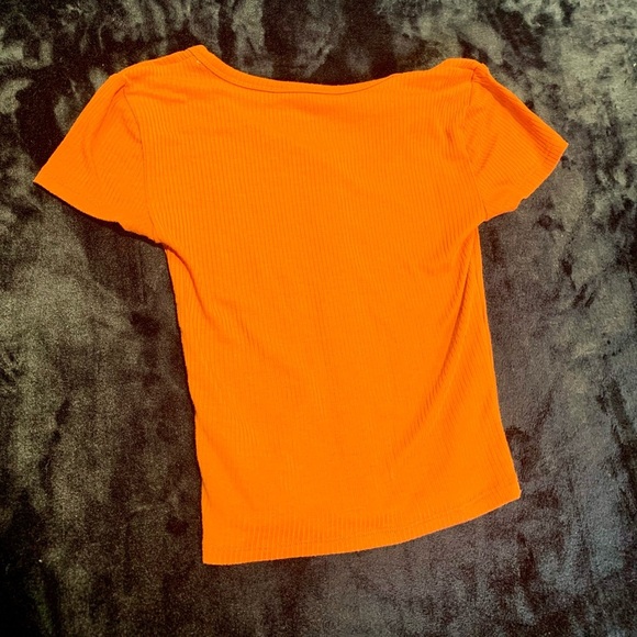 💜 Bluenotes Ribbed Button-Front Top - Orange - Size XS - Picture 3 of 7